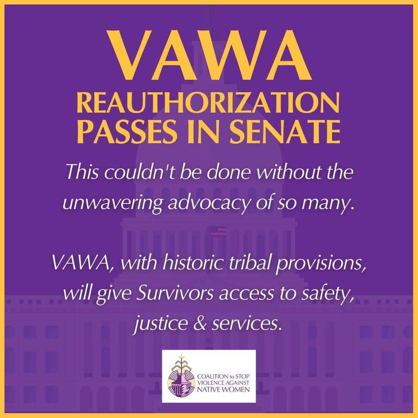 VAWA Reauthorization passes in Senate and heads to President Biden for